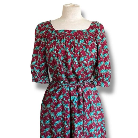 Vintage 1970s Ilse Smith For Reuben Thomas Dress Sz Small Brown Floral Blouson - Picture 3 of 12